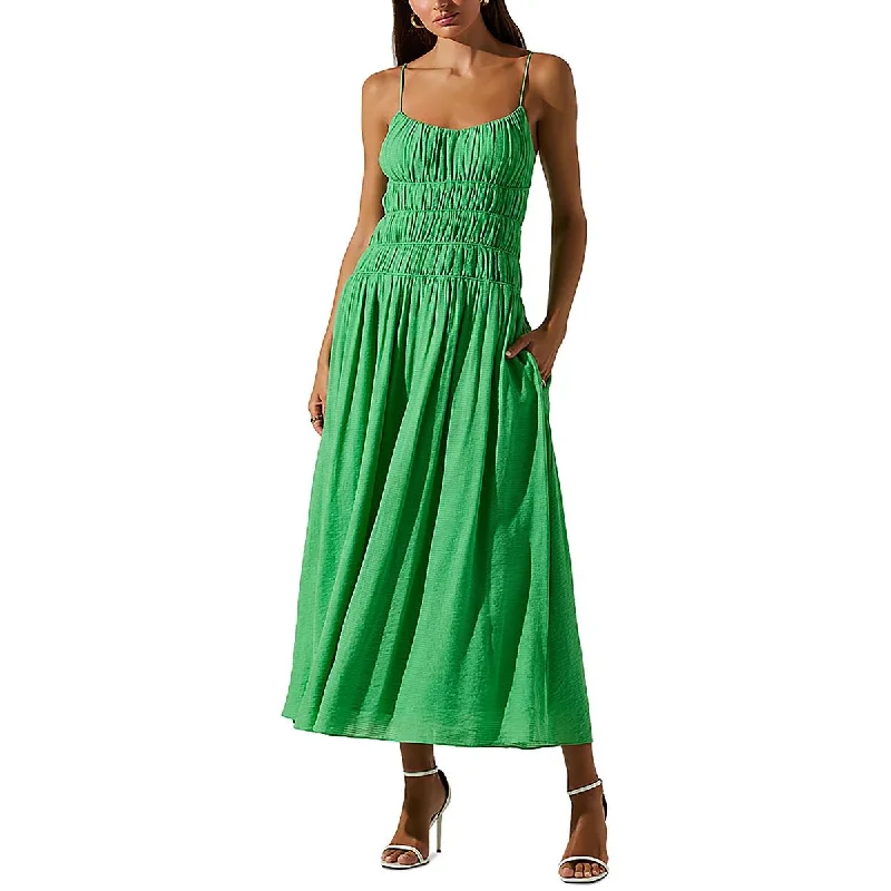 Evening Elegance Andrina Womens Smocked Open Back Maxi Dress