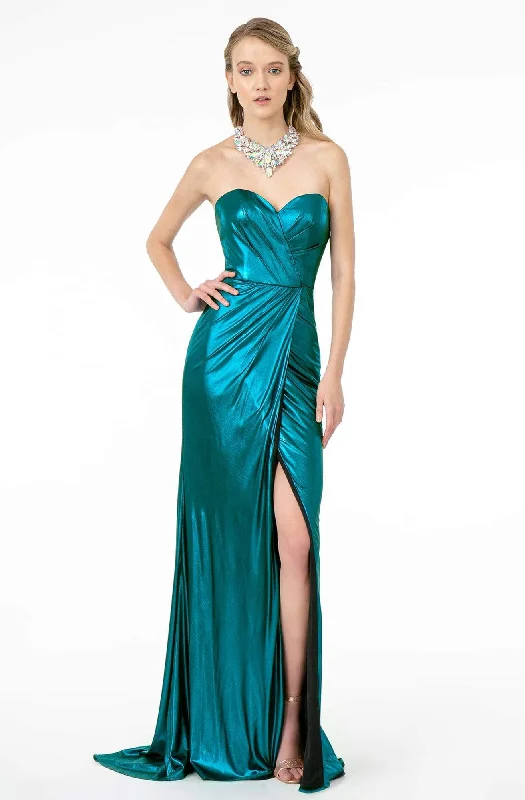 Hurry Before It's Gone Elizabeth K - GL2894 Strapless Sweetheart High Slit Fitted Satin Gown