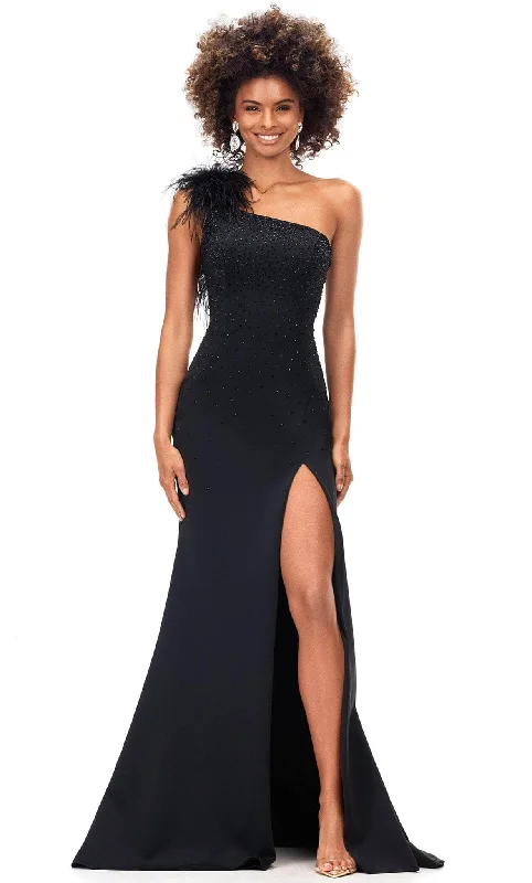 Hot Trends Ashley Lauren 11290 - Feathered Strap Evening Gown