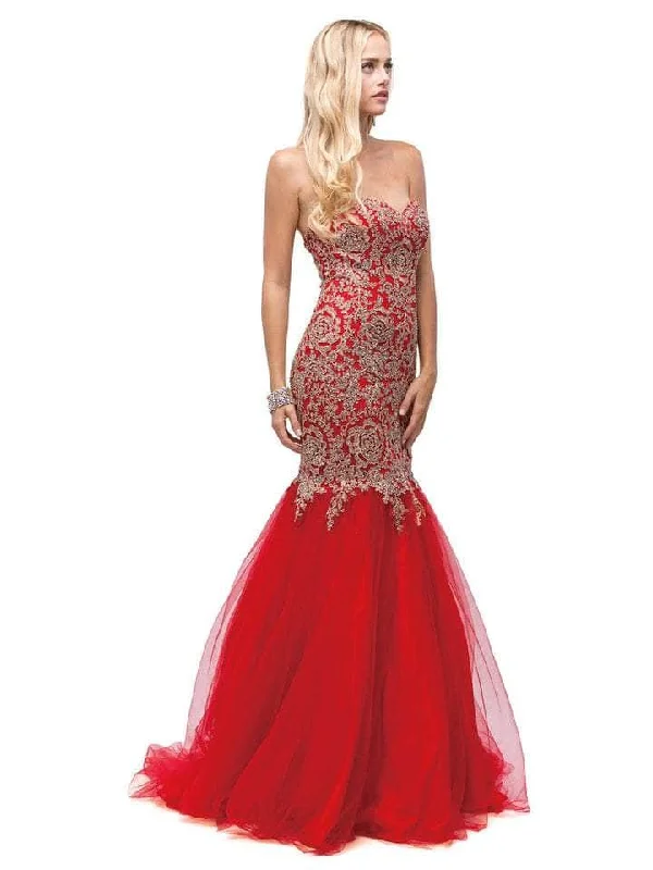 Women's Clothes Online Shopping Dancing Queen Bridal - Strapless Beaded Lace Prom Gown 9932