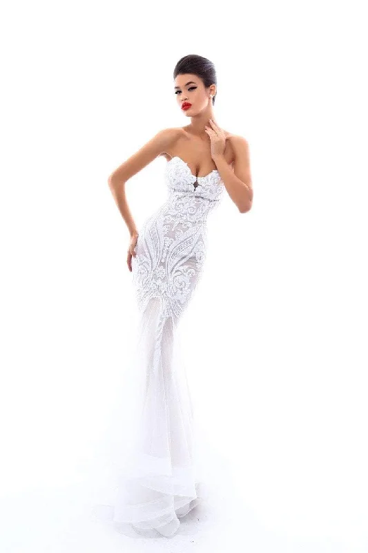 Exclusive Online Sale Tarik Ediz Sexy Strapless Embellished Trumpet Gown 50323