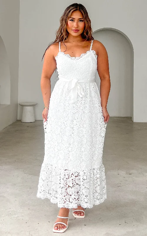 Holiday Gift Guide Sale Fleur Lace Midi Dress - White