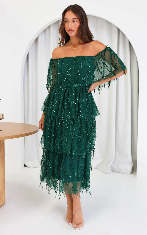 Chic & Cozy Apparel Fantango Maxi Dress - Emerald Sequin