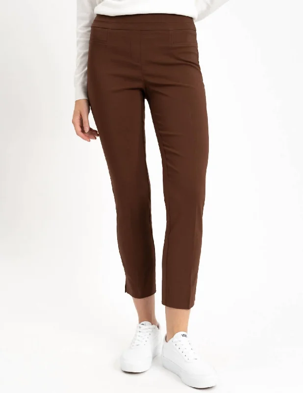 Style Streetwear Woven Pocket Ankle Pants In Chocolate