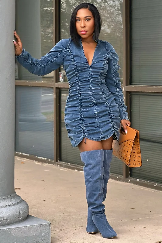 Trendsetter's Closet Kenya Lux Denim Mini Dress