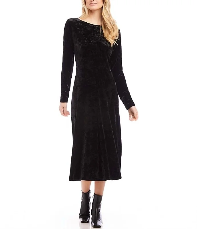 Versatile Wardrobe Essentials Kate Velvet Midi Dress In Black