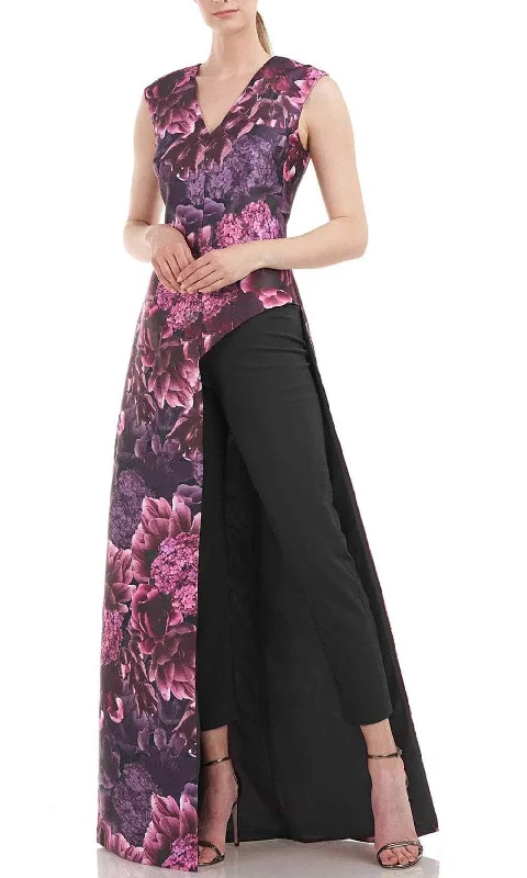 Online Clothing Boutiques Kay Unger 5548767 - Floral Sleeveless Jumpsuit