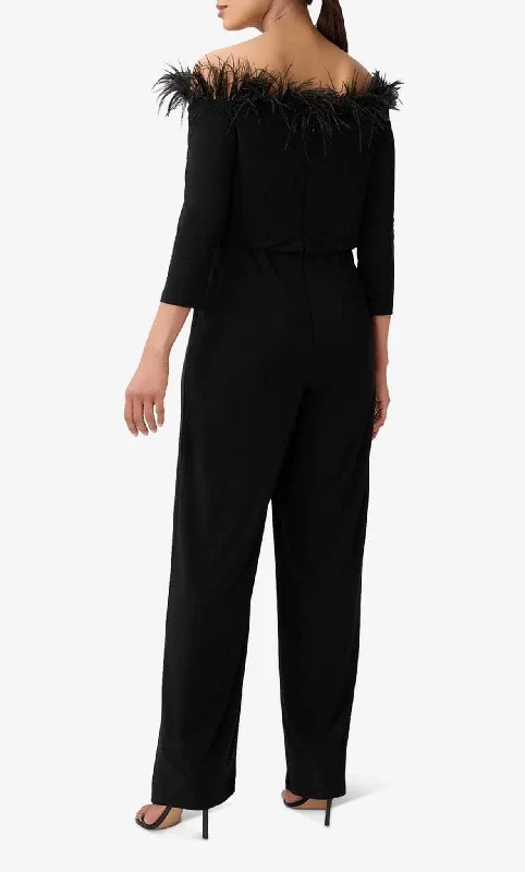 Best Clearance Sales Right Now Adrianna Papell AP1E210212 - Feather Trimmed Jumpsuit