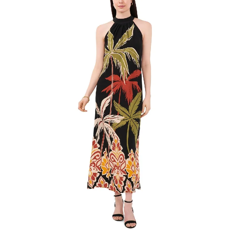 Evening Looks Womens Halter Slit Maxi Dress