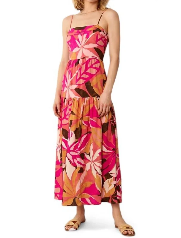 Fashionista Favorites Printed Sleeveless Midi Dress In Pink Multi