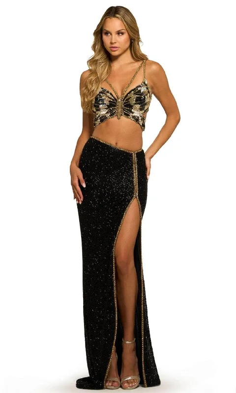 Shop Ladies Clothes Sherri Hill 55409 - Two Piece Butterfly Beaded Prom Gown