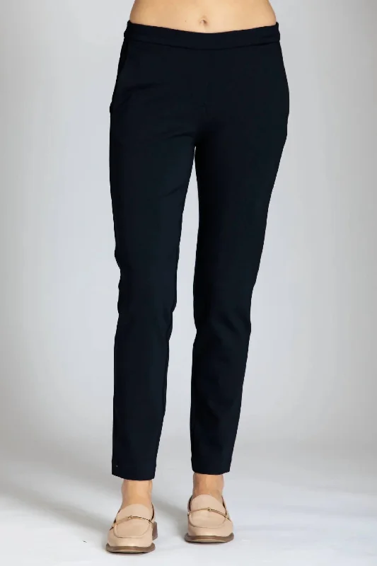 Bold Fashion Pull On Ponte Trousers In Black