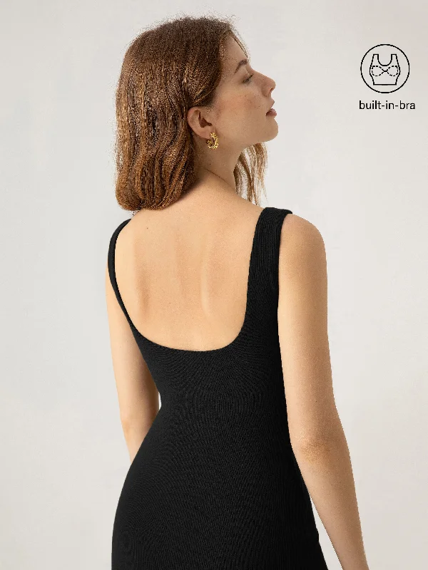 Timeless Elegance Redefined Boatneck Bustier Open-Back Brami Mini Dress