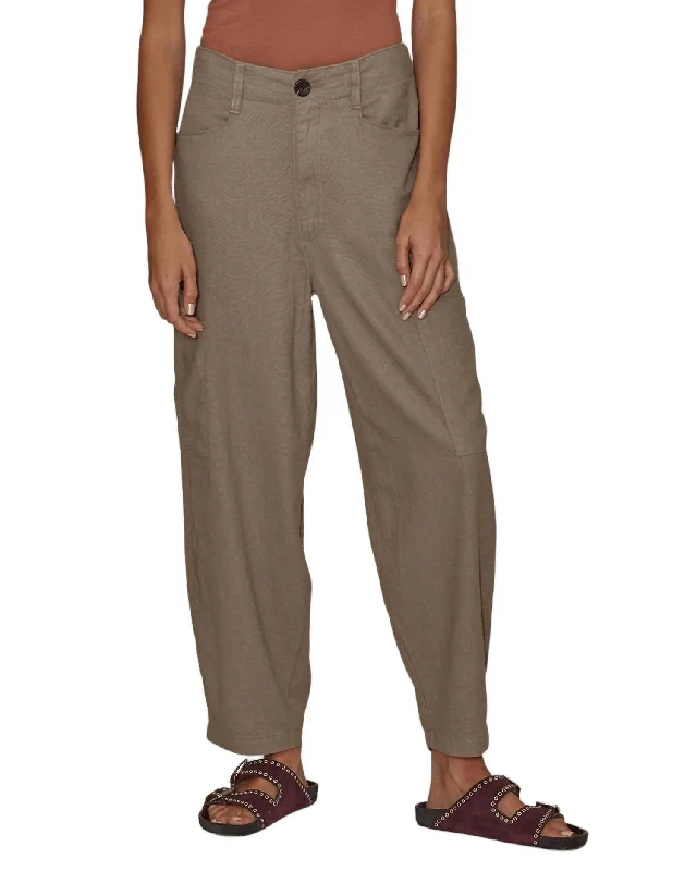 Women's Clothing Boutique Linen Goldie Balloon Cargo Pant In Camel