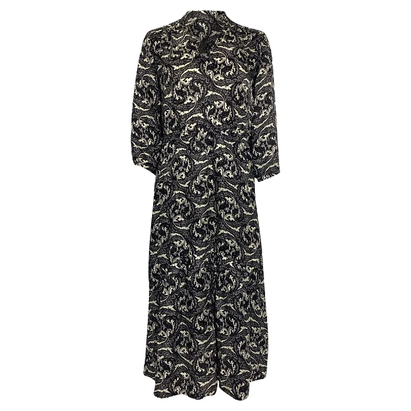 Versatile Outfits Ba&sh Song Printed Midi Dress in Black Viscose