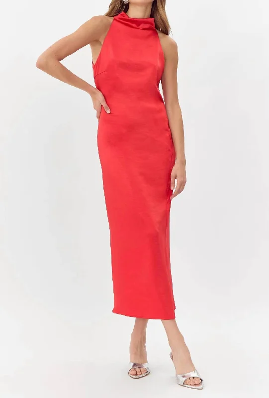 Sophisticated Outfits Brayeln Midi Dress In Red