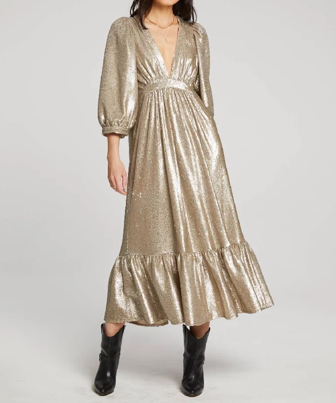 Clothing Sales Starry Night Maxi Dress In Gold