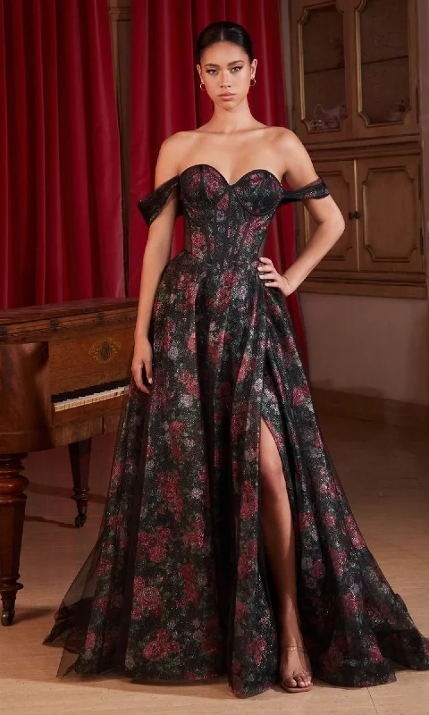 Trending Items Off-Shoulder Long Floral-Print Prom Dress CD806