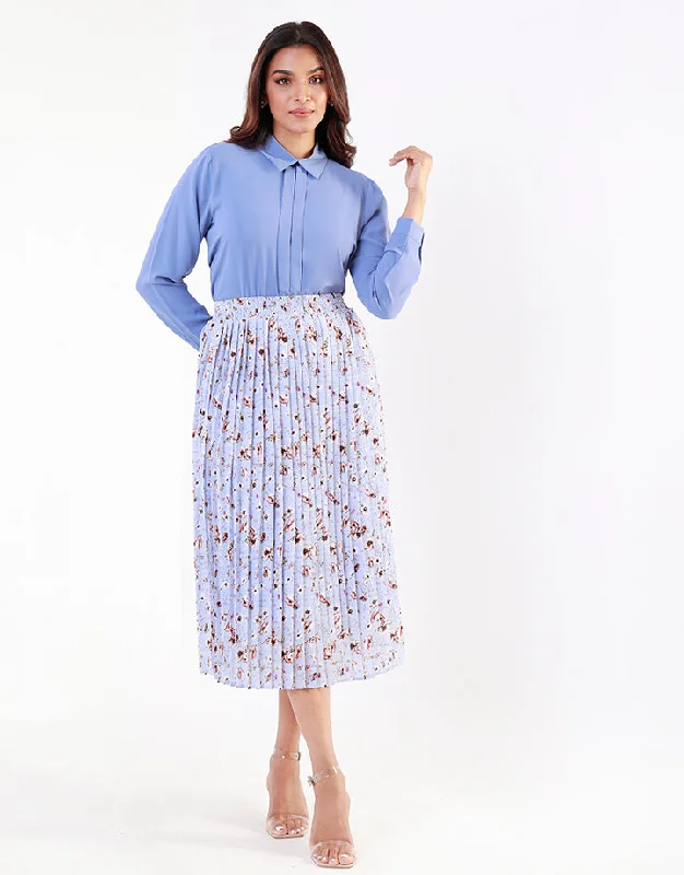 Boutique Styles Floral Printed Pleated Midi Skirt