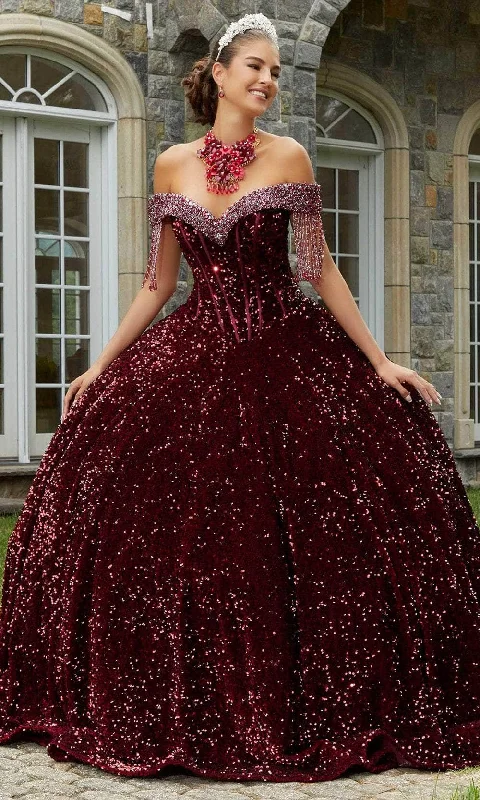 Fashion Forward Mori Lee 60177 - Beaded Velvet Quinceanera Ballgown