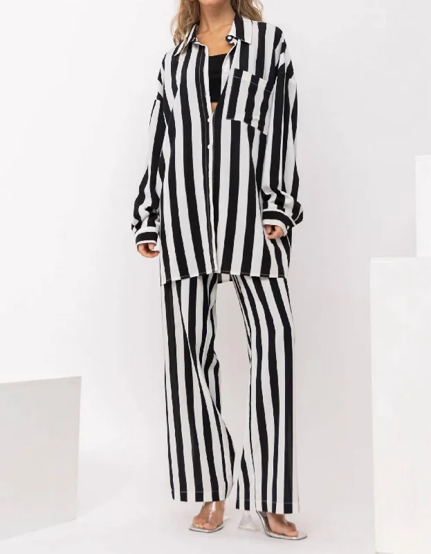 End of Season Sale Striped Pant In Black And White