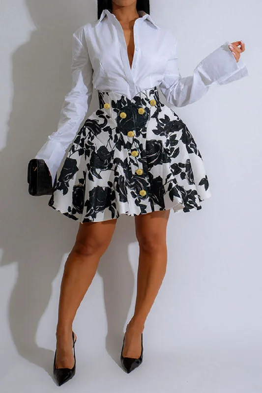 Boutique Dress Online Floral Print Rocking Bubble Dress Suit