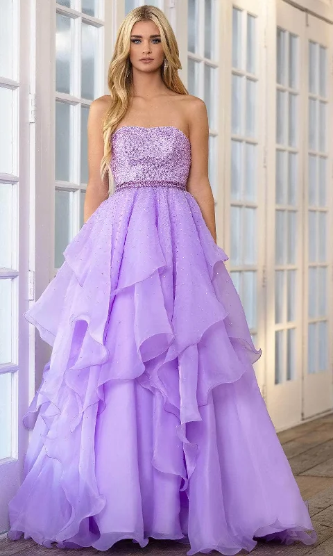 Latest Fashion Ava Presley 39561 - Strapless Embellished Ruffled Ballgown