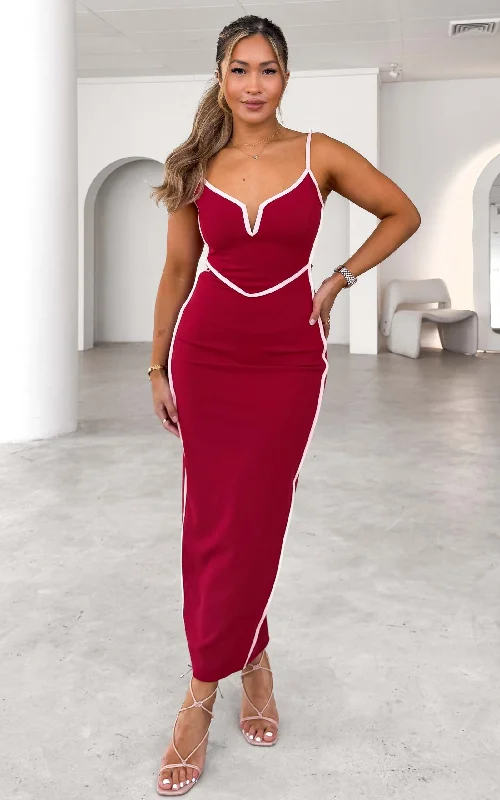 Best Online Boutiques Jacqui Maxi Dress - Deep Red Blush