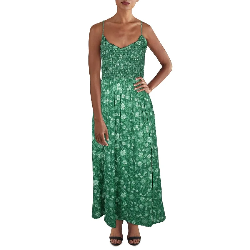 Stylish Women's Apparel Womens Printed Ruffled Maxi Dress