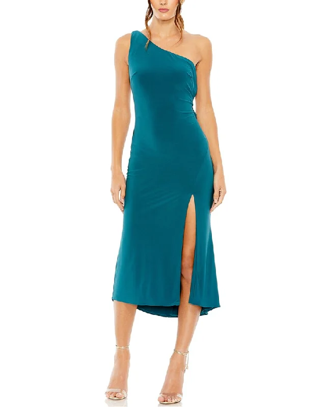 High End Women's Wear Mac Duggal One-Shoulder Cowl Back Midi Dress