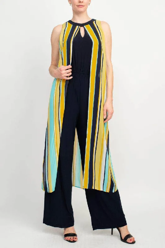 Day-To-Night Styles Emma & Michele 100064 - Sleeveless Multicolor Striped Jumpsuit