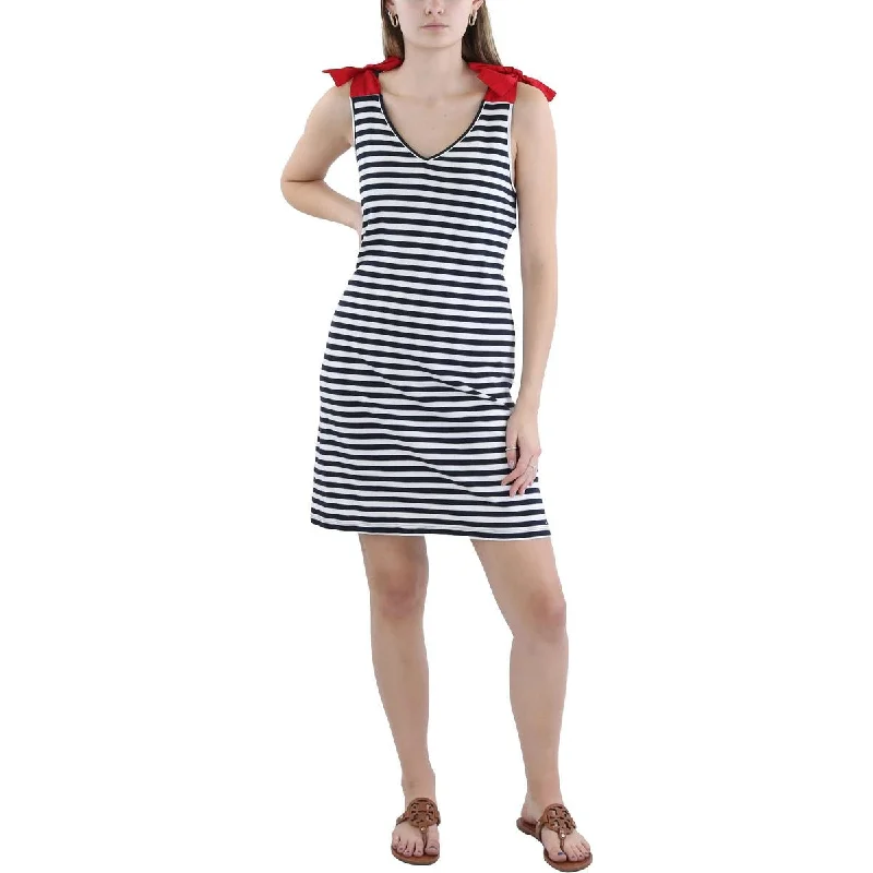 Must-Have Styles Womens Bow Striped Midi Dress