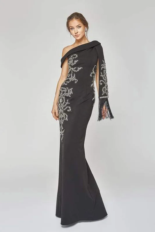 Trend Alert Terani Couture - 1921E0169 Asymmetric One Shoulder Crystal Beaded Gown