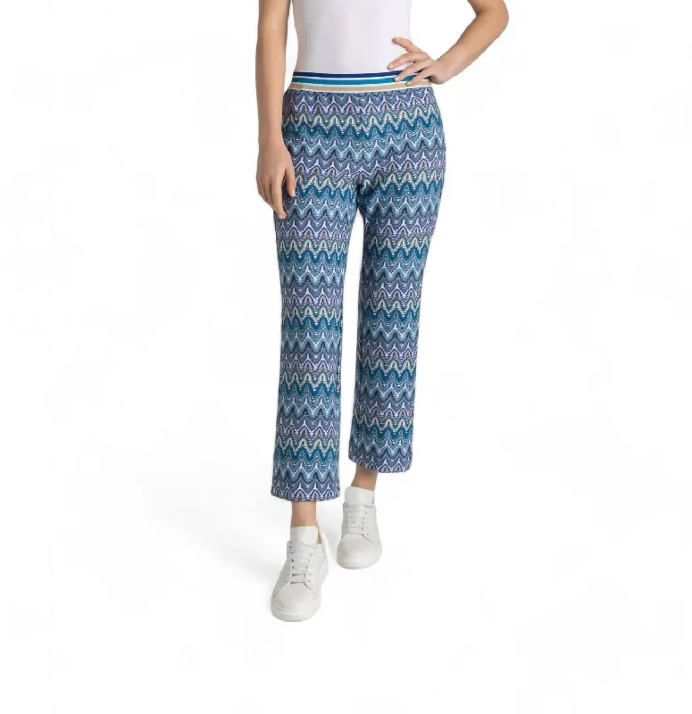 Trend Leading Collection Flare Kick Pant In Monaco Blue Jacquard