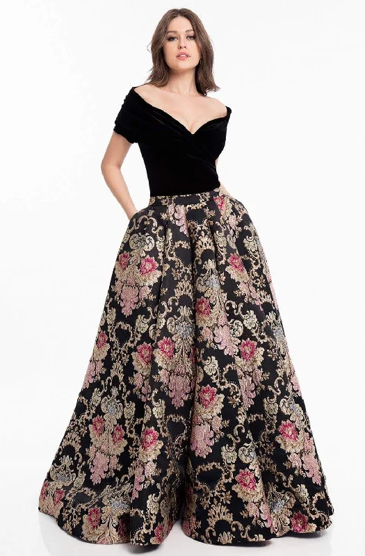 Chic Wardrobe Essentials Terani Couture - 1821E7116 Off-Shoulder Velvet Tapestry Ballgown