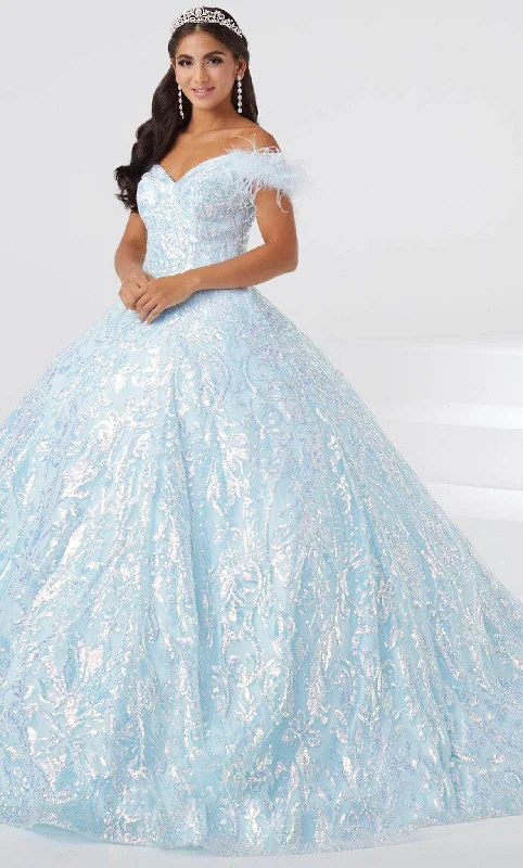 Cool Prices Fiesta Gowns 56464 - Feathered Off Shoulder Ball Gown