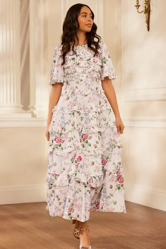 Women's Clothing Stores Floral Fantasy Crepe Ankle Gown