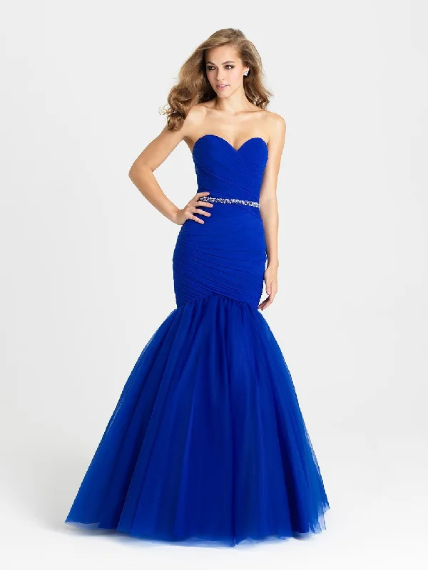 Women's Online Boutique Madison James Strapless Ruched Fitted Trumpet Gown - 1 pc Royal In Size 08 Available