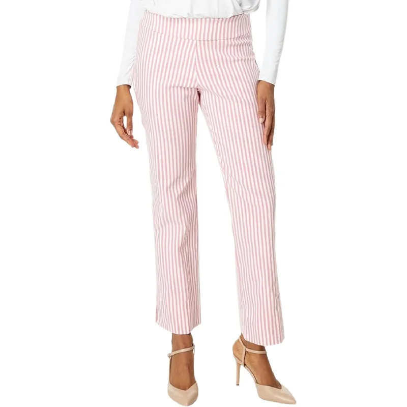 Chic Styles Stretch Linen Wide Ankle Pants In Pink