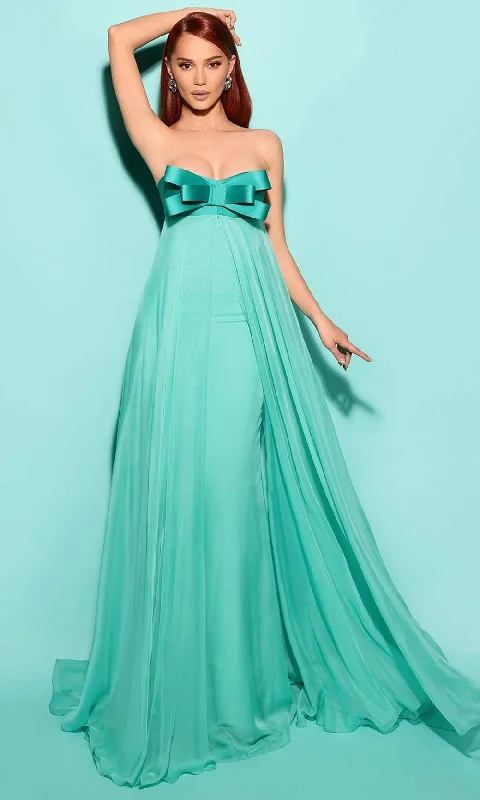 Fashion Forward Femininity Tarik Ediz 53183 - Bow Accent Sweetheart Evening Gown