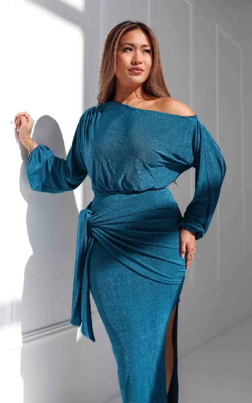 Women's Clothing Sale Online Kobe Maxi Dress - Teal Blue Sheen