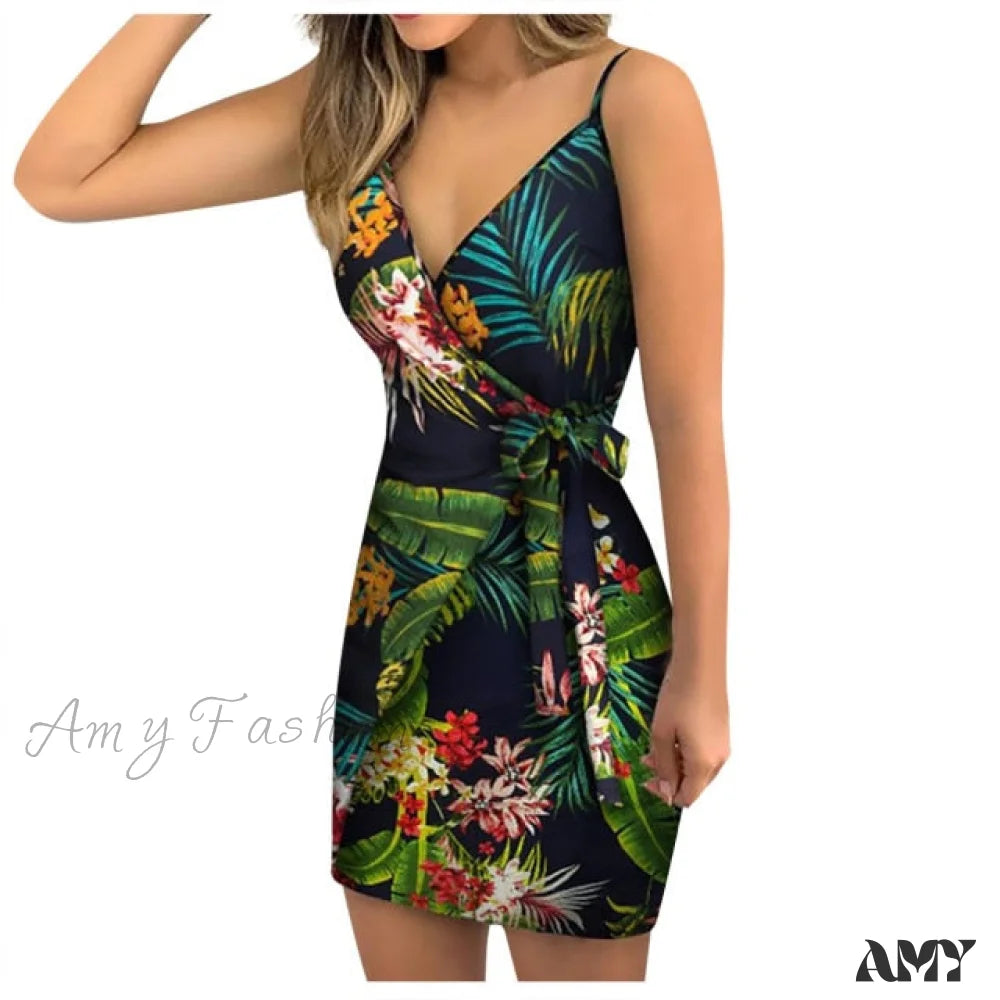 Women Apparel Amy Fashion - Chic Fashion Flower Print Mini Dress