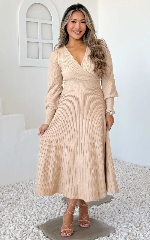 Clearance Sale Toska Knit Midi Dress - Beige