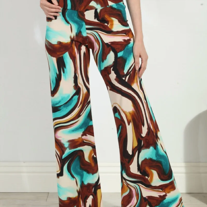 Trendsetter's Closet Wide Leg Print Pants In Kazia