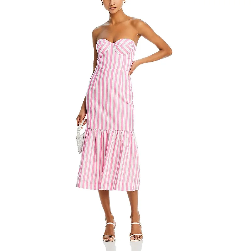 Special Offer Womens Striped Bustier Midi Dress