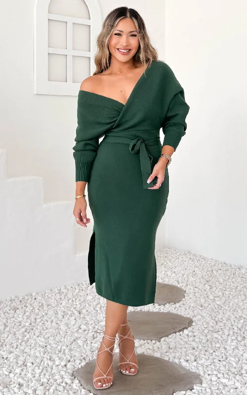 Clearance Sale Online Catherine Knit Midi Dress - Forest Green