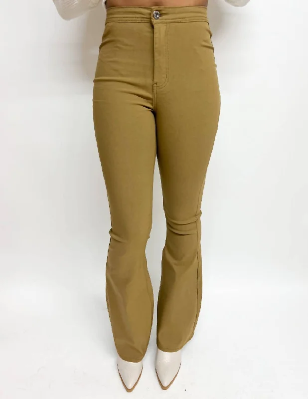 Affordable Women’s Clothing Online High Waist Bell Bottom Pant In Mocha