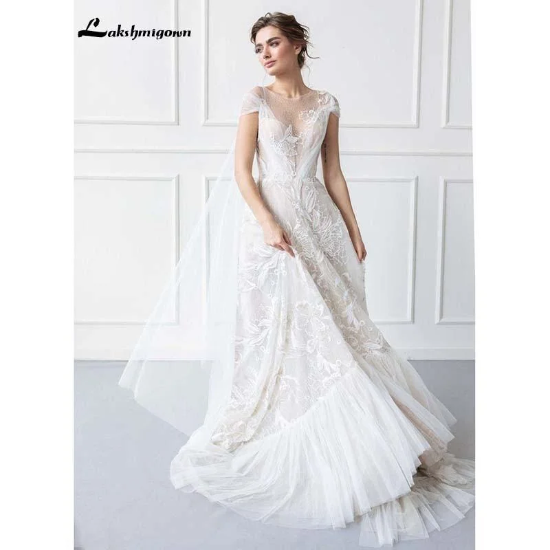 Graceful Fashion Roycebridal Luxurious Boho Wedding Dress Lace Beach Wedding Gowns