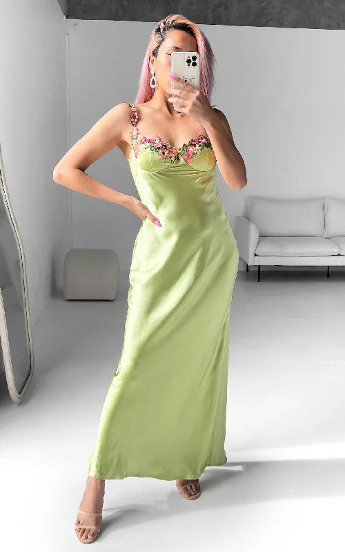 Trendy Boutique Online Elloise Maxi Dress - Lime Green