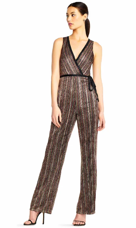 Chic Women’s Clothing for Date Nights Aidan Mattox - MN1E204789 Plunging V Neck Jumpsuit